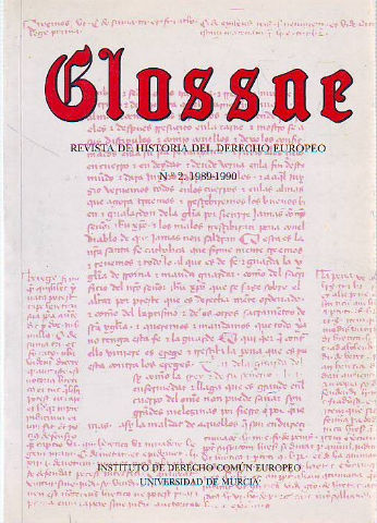GLOSSAE. REVISTA DE HISTORIA DEL DERECHO EUROPEO. Nº 2, 1989-1990.