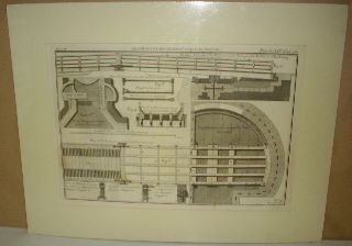 GRABADO AL COBRE-GRAVURE SUR CUIVRE: PROFIL ET ELEVATION DU PONT TOURNANT DE LA GRANDE ECLUSE DE CHERBOURG.