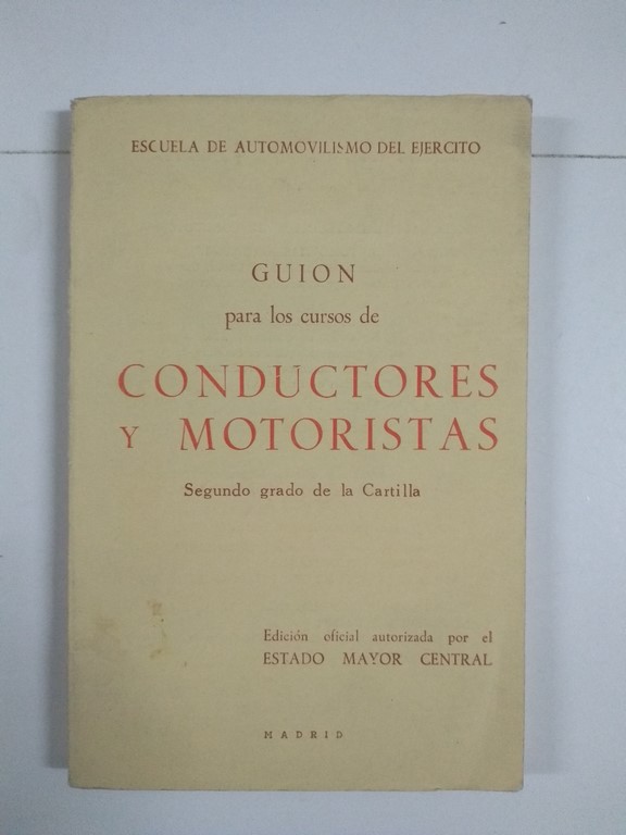 Guion para los cursos de conductores y motoristas