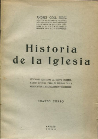 HISTORIA DE LA IGLESIA. CUARTO CURSO.