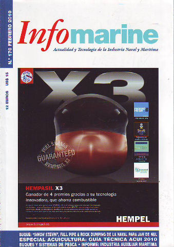 INFOMARINE. ACTUALIDAD Y TECNOLOGIA DE LA INDUSTRIA NAVAL Y MARITIMA. Nº 170: BUQUE: SIMON AREVIN, FALL PIPE & ROCK DUMPING DE LA NAVAL PARA JAN DE NUL. ESPECIAL ACUICULTURA: GUIA TECNICA DE 2010. BUQUES Y SISTEMAS DE PESCA. INDUSTRIA AUXILIAR MARTIMA.