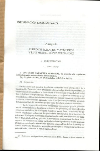 INFORMACION LEGISLATIVA (REFERENTE A LAS DISPOSICIONES PUBLICADAS EN EL BOE DURANTE EL ULTIMO TIRMESTRE DE 1992).