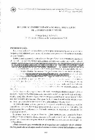 INVESTIGACION BIBLIOGRAFICA SOBRE EL USO Y ABUSO DE LAS DROGAS DE SINTESIS.