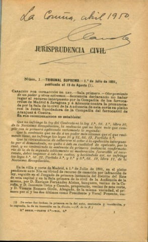 JURISPRUDENCIA CIVIL. COLECCIÓN COMPLETA DE LAS SENTENCIAS DICTADAS POR EL TRIBUNAL SUPREMO DE JUSTICIA. VOLUMEN 3º DE 1891, JULIO-OCTUBRE DE 1891.