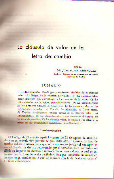 LA CLAUSULA DE VALOR EN LA LETRA DE CAMBIO.