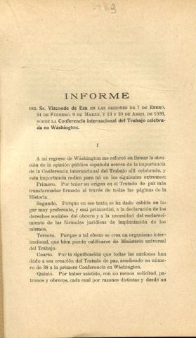 LA CONFERENCIA INTERNACIONAL DEL TRABAJO CELEBRADA EN WASHINGTON.