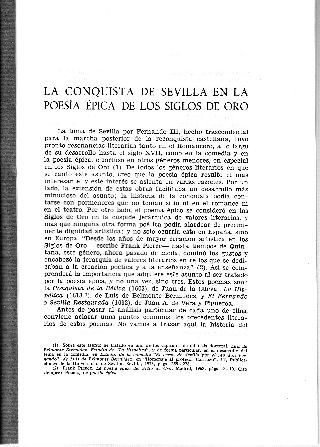 LA CONQUISTA DE SEVILLA EN LA POESIA EPICA DE LOS SIGLOS DE ORO.