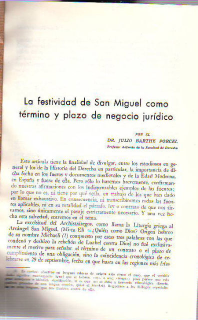 LA FESTIVIDAD DE SAN MIGUEL COMO TERMINO Y PLAZO DE NEGOCIO JURIDICO.