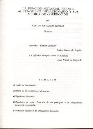 LA FUNCION NOTARIAL FRENTE AL FENOMENO INFLACCIONARIO Y SUS MEDIOS DE CORRECCION.