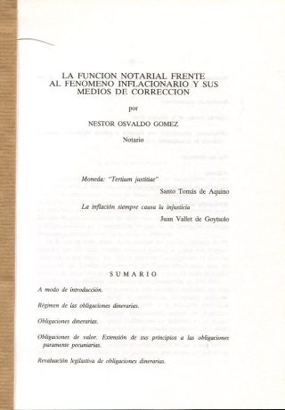 LA FUNCION NOTARIAL FRENTE AL FENOMENO INFLACIONARIO Y SUS MEDIOS DE CORRECCION.