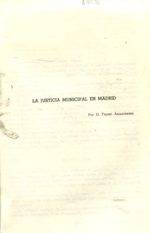 LA JUSTICIA MUNICIPAL EN MADRID.