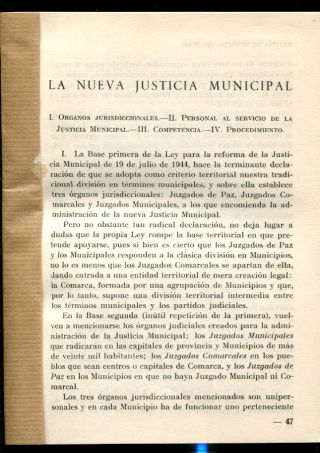 LA NUEVA JUSTICIA MUNICIPAL.