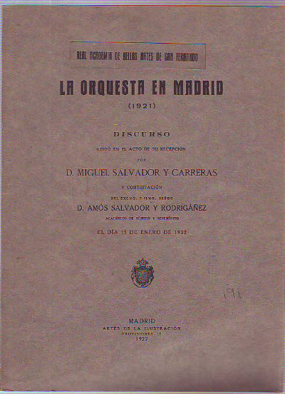 LA ORQUESTA EN MADRID (1921).