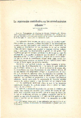 LA REPERCUSION CONTRIBUTIVA EN LOS ARRENDAMIENTOS.