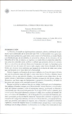 LA <<ROMANITAS>>, CODIGO ETICO DEL SIGLO XXI.