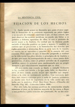 LA SENTENCIA CIVIL: FIJACION DE LOS HECHOS.