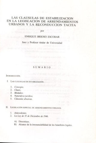 LAS CLAUSULAS DE ESTABILIZACION EN LA LEGISLACION DE ARRENDAMIENTOS URBANOS Y LA RECONDUCCION TACITA.