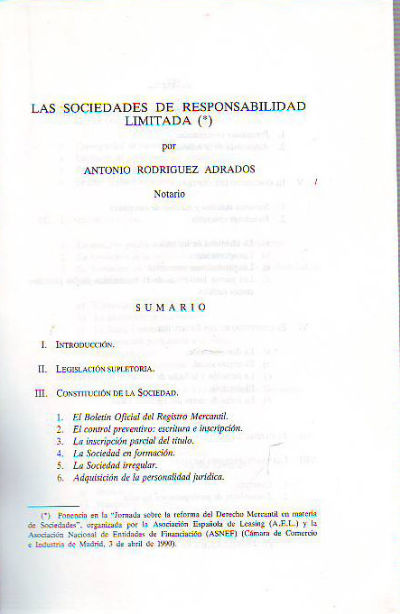 LAS SOCIEDADES DE RESPONSABILIDAD LIMITADA.