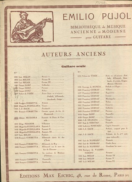 LES VIHUELISTES ESPAGNOLS DU XVIª SIECLE. FANTASIA DE PASSOS CONTADO.