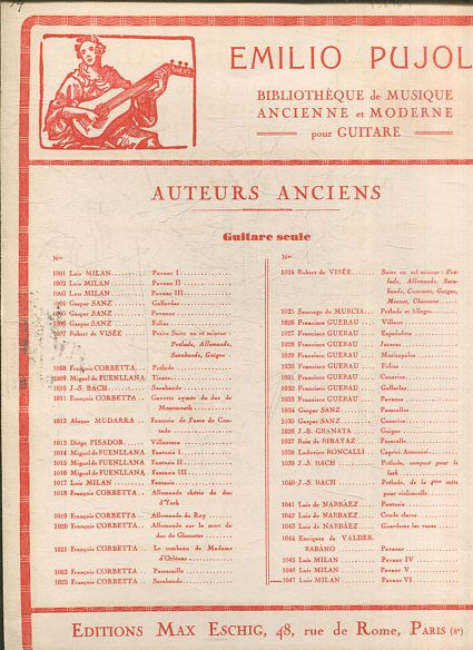 LES VIHUELISTES ESPAGNOLS DU XVIª SIECLE. PAVANE VI.