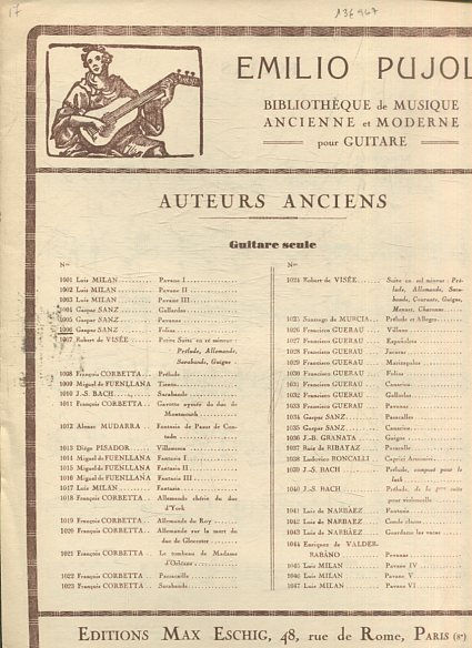 LESGUITARISTES ESPAGNOLS DU XVIIª SIECLE. FOLIAS