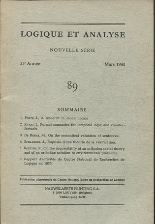 LOGIQUE ET ANALYSE. NOUVELLE SERIE. 23º ANNEE MARS 1980 89.