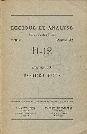 LOGIQUE ET ANALYSE. NOUVELLE SERIE. 3º ANNEE OCTOBRe 1960 11-12.