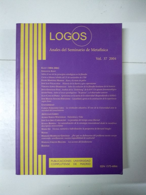 Logos Kant (1804-2004) Vol. 37