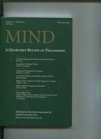 MIND. A QUARTERLY REVIEW OF PHILOSOPHY. VOL 112 NO 446.