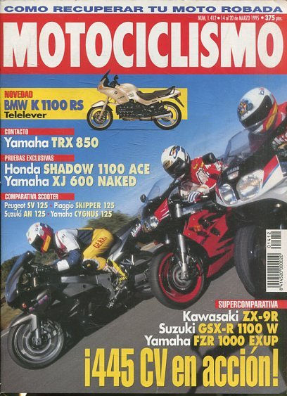 MOTOCICLISMO. NUM. 1412 14 AL 20 DE MARZO 1995. ¡445 CV EN ACCION!