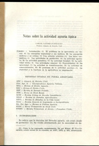 NOTAS SOBRE LA ACTIVIDAD AGRARIA TIPICA
