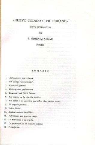 NUEVO CODIGO CIVIL CUBANO. (NOTA INFORMATIVA).
