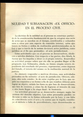 NULIDAD Y SUBSANACION "EX OFFICIO" EN EL PROCESO CIVIL.