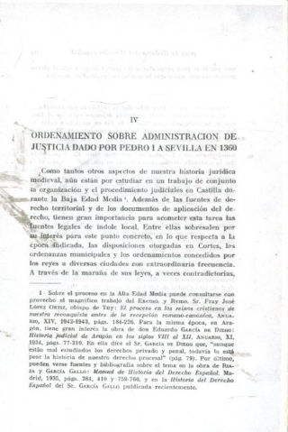 ORDENAMIENTO SOBRE ADMINISTRACION DE JUSTICIA POR PEDRO I A SEVILLA EN 1360.