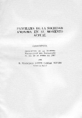 PANORAMA DE LA SOCIEDAD ANONIMA EN EL MOMENTO ACTUAL.