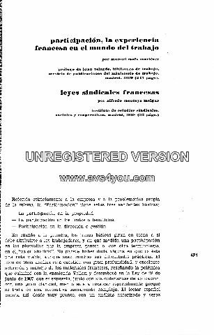 PARTICIPACION. LA EXPERIENCIA FRANCESA EN EL MUNDO DEL TRABAJO.