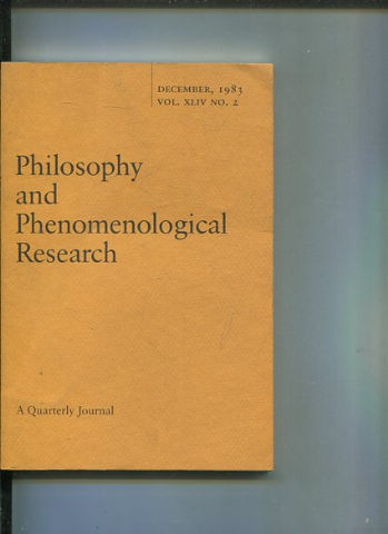Philosophy and Phenomenological Research: A Quarterly Journal - DÇECEMBER, 1983. VOL. XLIV No.2.