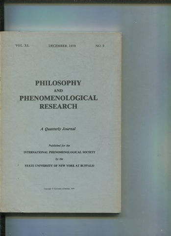 Philosophy and Phenomenological Research: A Quarterly Journal - VOL. XL DECEMBER, 1979. No.2.