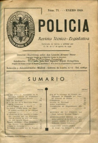 POLICIA. REVISTA TECNICO-LEGISLATIVA. NUMEROS 53 A 58.