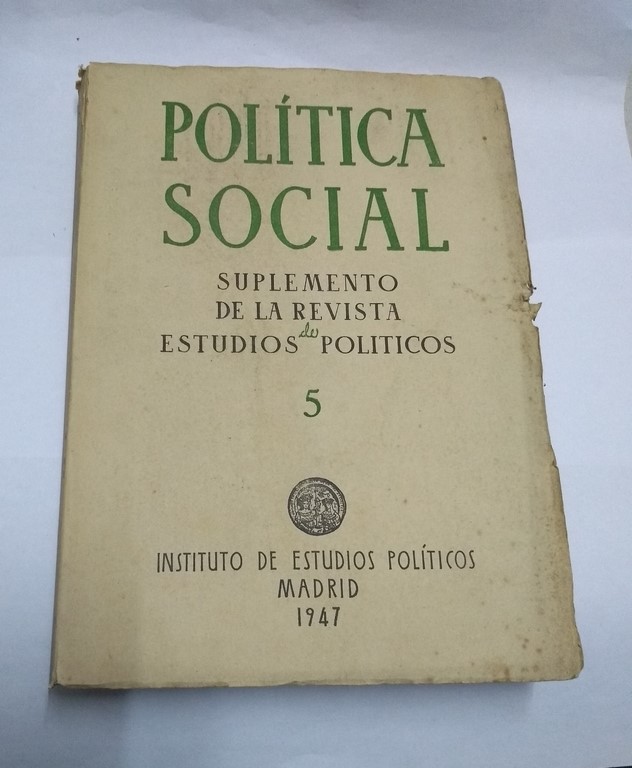Política Social, Suplemento de la revista de estudios de políticos, 5