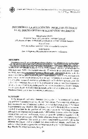 PRECISION EN LA SOLUCION DEL PROBLEMA ELASTICO EN EL DISEÑO OPTIMO DE ELEMENTOS ELASTICOS.