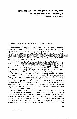 PRINCIPIOS SOCIOLOGICOS DEL SEGURO DE ACCIDENTES DE TRABAJO.