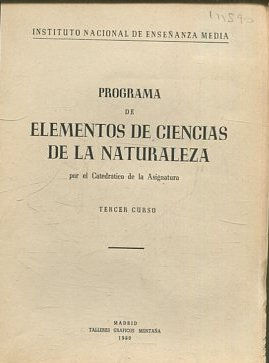 PROGRAMA DE ELEMENTOS DE CIENCIAS DE LA NATURALEZA. TERCER CURSO.
