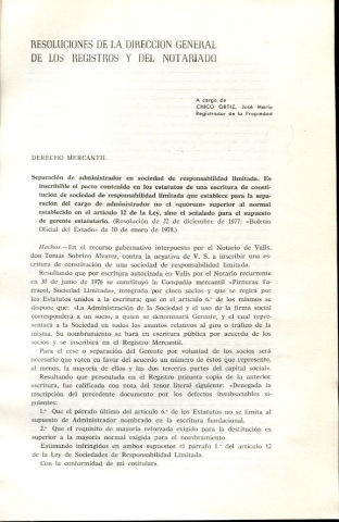 RESOLUCIONES DE LA DIRECCION GENERAL DE LOS REGISTROS Y DEL NOTARIADO.