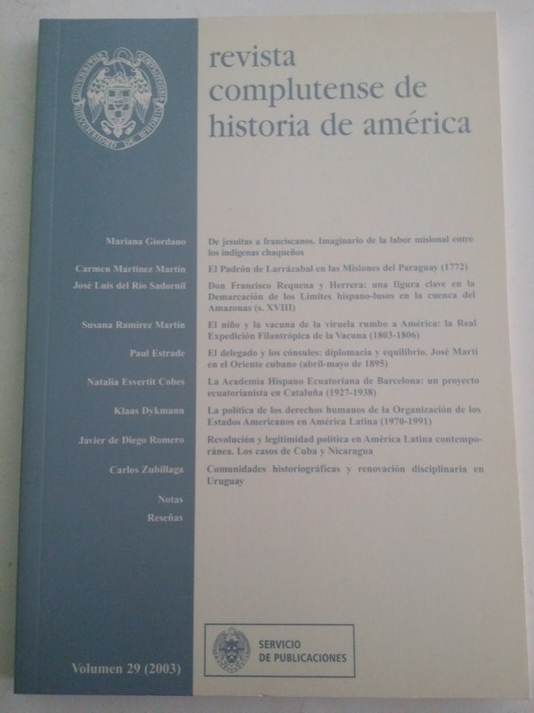 Revista complutense de historia de America. Num. 29 – 2003