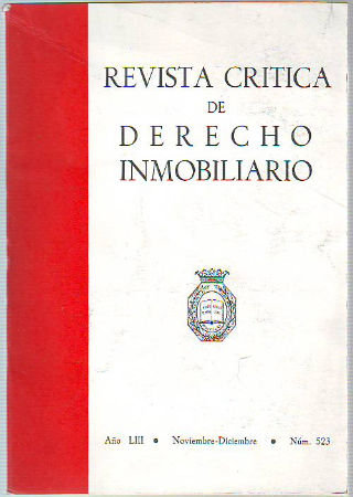 REVISTA CRITICA DE DERECHO INMOBILIARIO. AÑO LIII. Nº 523. NOVIEMBRE-DICIEMBRE 1977.