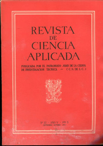 REVISTA DE CIENCIA APLICADA. NUM. 22, AÑO V, FASCICULO 5. SEPTIEMBRE-OCTUBRE 1951.