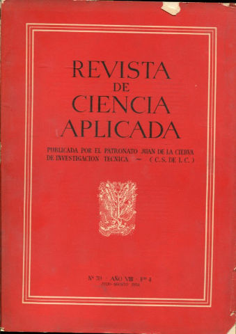 REVISTA DE CIENCIA APLICADA. NUM. 39, AÑO VIII, FASCICULO 4. JULIO-AGOSTO 1954.