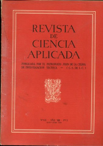 REVISTA DE CIENCIA APLICADA. NUM. 68, AÑO XIII, FASCICULO 3. MAYO-JUNIO 1959.