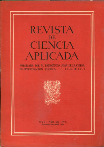 REVISTA DE CIENCIA APLICADA. NUM. 71, AÑO XIII, FASCICULO 6. NOVIEMBRE-DICIEMBRE 1959.